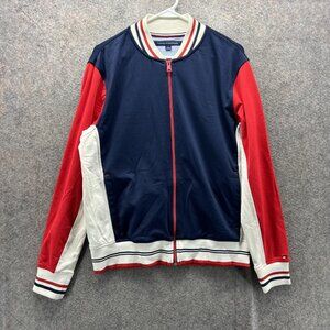 Tommy Hilfiger Track Jacket Mens Medium Blue Red White Colorblock Full Zip